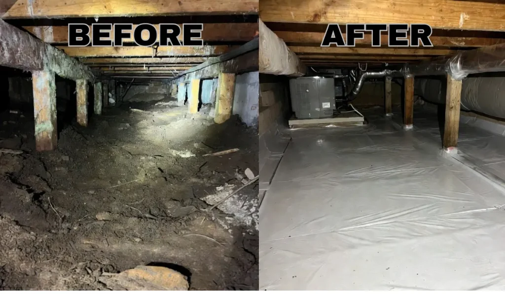 Crawl space cleaned and verified after professional mold inspection and testing in Richmond, VA