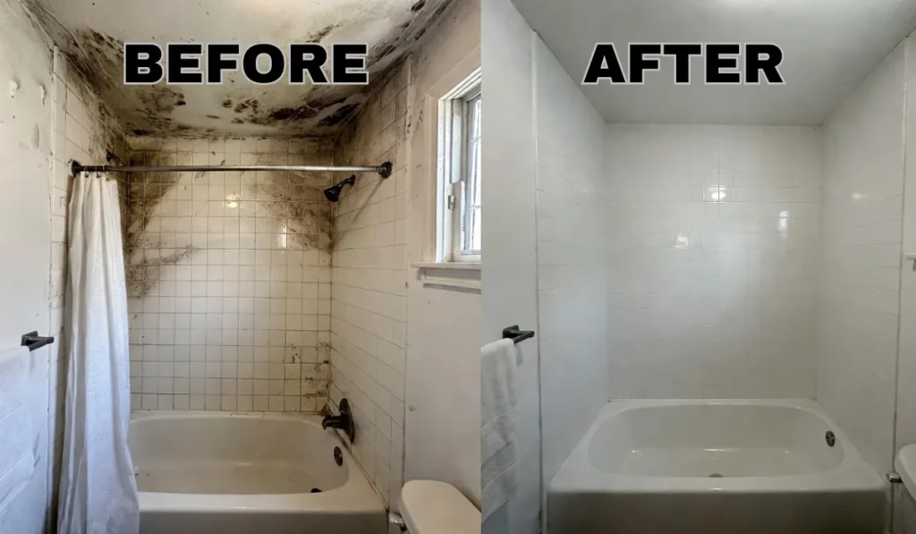 Mold contamination around bathroom ceiling caused by humidity in a Richmond, VA home